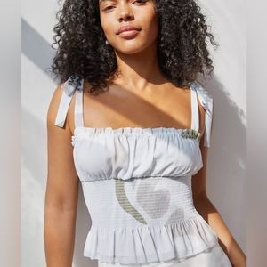 Aritzia Wilfred Ballad Smocked Chiffon Camisole Light Blue size Small